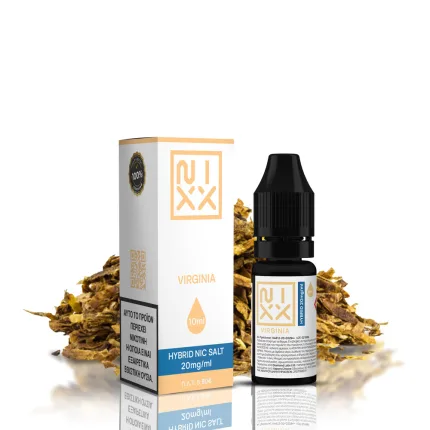 NIXX VIRGINIA SALT E-LIQUID 10ML O Κλασσικός καπνός Virginia στην καλύτερη εκδοχή του. Ιδανική επιλογή για να πείτε "Τέλος το τσιγάρο" και να μπείτε στον κόσμο της NIXX.