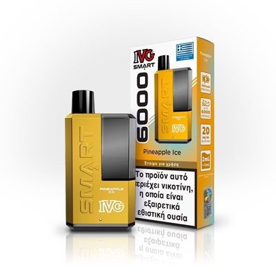 IVG Smart 6000 Pineapple Ice ηλεκτρονικό τσιγάρο μίας χρήσης με πολλές τζούρες σε γεύση ανανάς παγωμένος