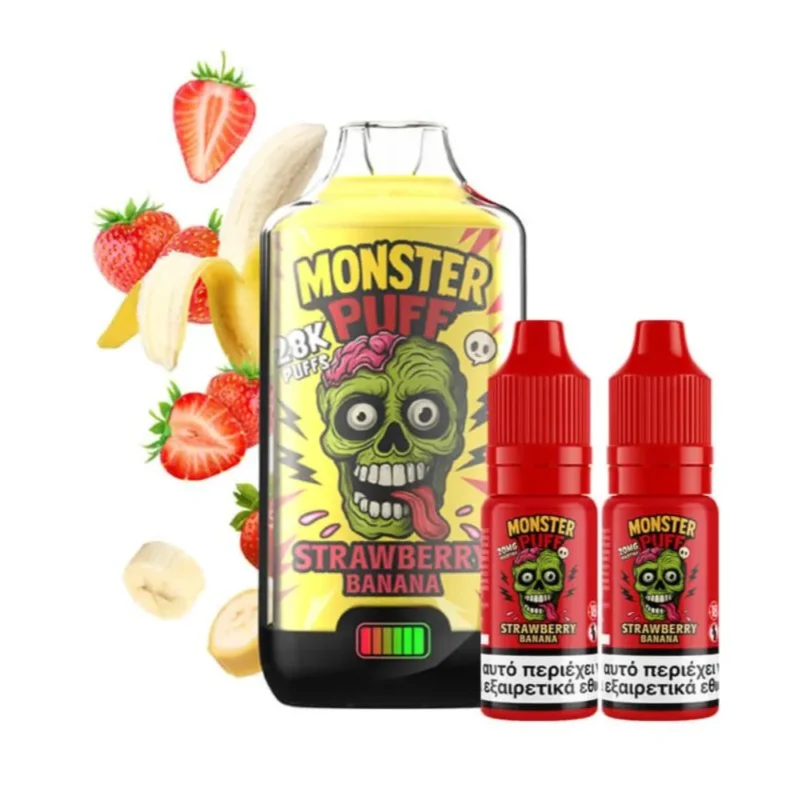 Monster Puff 28K Disposable Kit 20mg Strawberry Banana